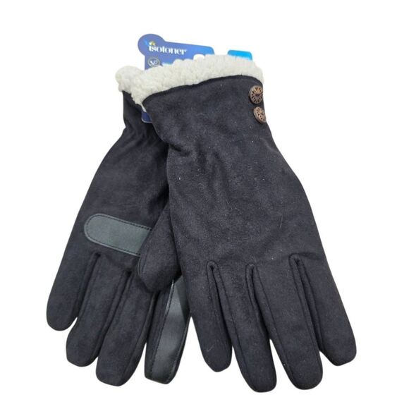 Isotoner Driving Gloves Women's L/XL Black Faux Microsuede Smart Touchscreen Win - Picture 1 of 7